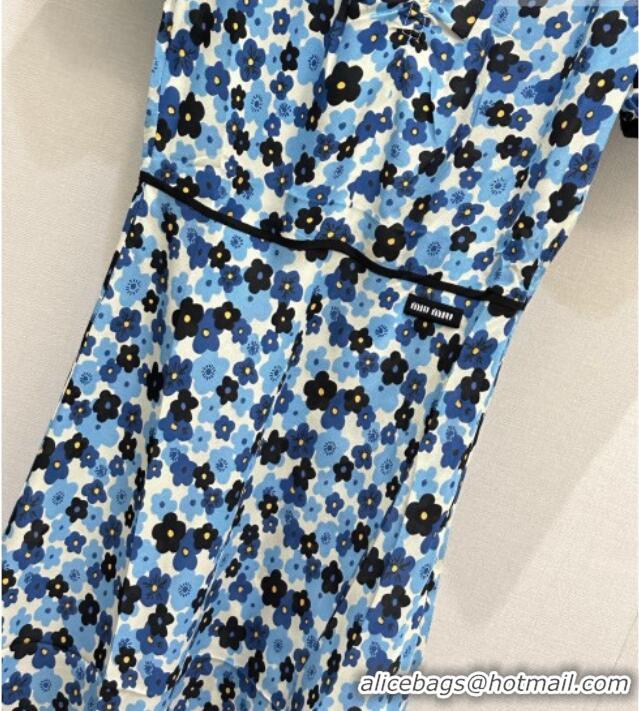 Good Looking Miu Miu Printed Silk Dress MM042001 Blue 2026