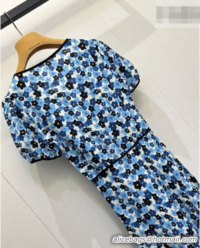 Good Looking Miu Miu Printed Silk Dress MM042001 Blue 2026