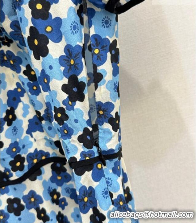 Good Looking Miu Miu Printed Silk Dress MM042001 Blue 2026