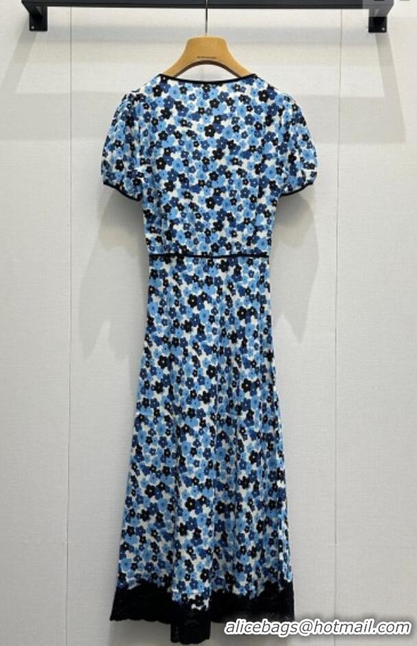 Good Looking Miu Miu Printed Silk Dress MM042001 Blue 2026
