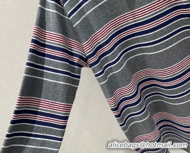 Luxury Cheap Miu Miu Cotton Striped T-Shirt 0421 Grey/Pink 2026