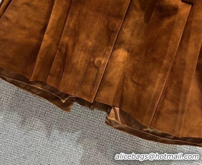 Market Sells Miu Miu Lambskin Suede Mini Skirt 0421 Brown 2026