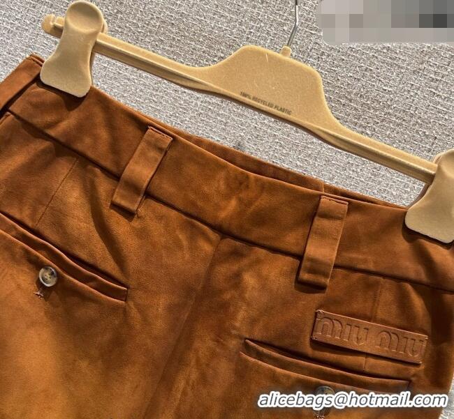 Market Sells Miu Miu Lambskin Suede Mini Skirt 0421 Brown 2026
