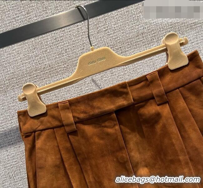 Market Sells Miu Miu Lambskin Suede Mini Skirt 0421 Brown 2026