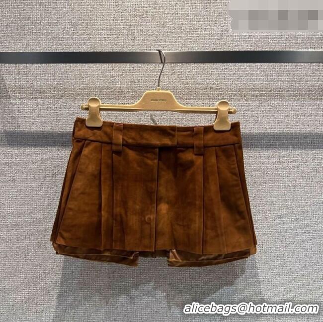 Market Sells Miu Miu Lambskin Suede Mini Skirt 0421 Brown 2026