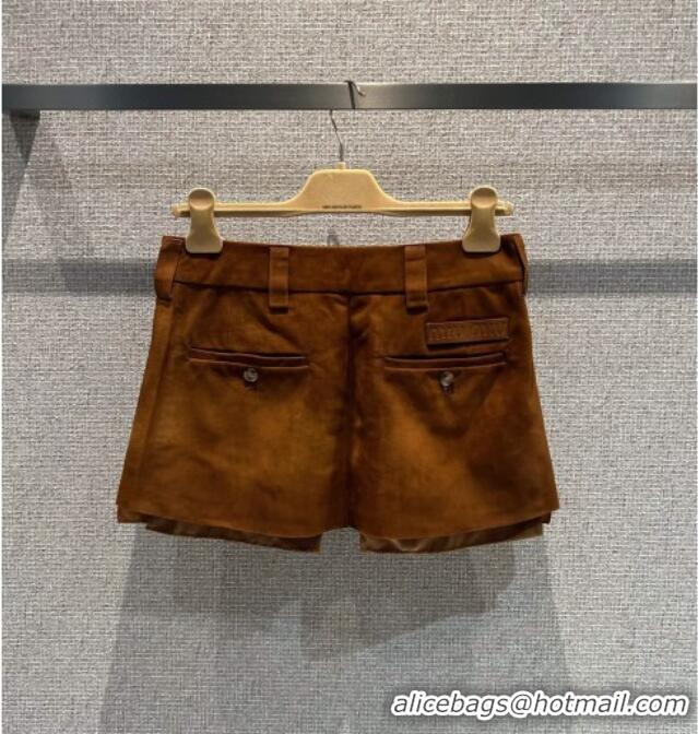 Market Sells Miu Miu Lambskin Suede Mini Skirt 0421 Brown 2026