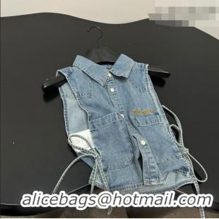Super Quality Miu Miu Denim Vest 0421 Blue 2026