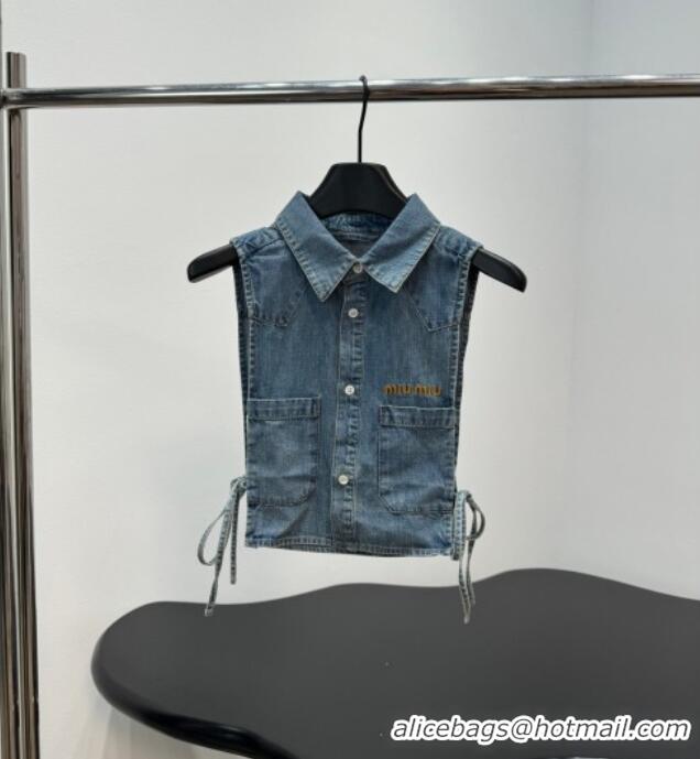 Super Quality Miu Miu Denim Vest 0421 Blue 2026