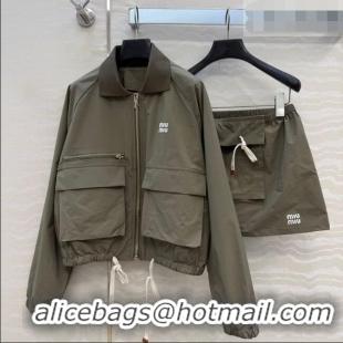 Reasonable Price Miu Miu Jacket and Skirt Set MM042023 Green 2026
