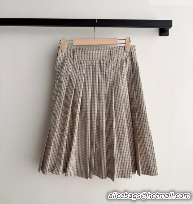 Super Quality Miu Miu Plaid Skirt MM042127 Beige 2026