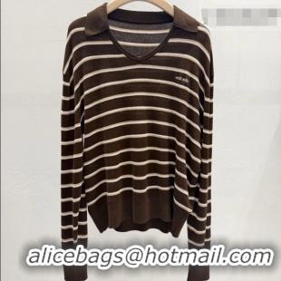 Grade Quality Miu Miu Cotton Striped Shirt MM042109 Brown 2026