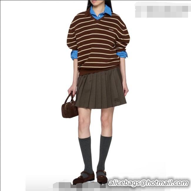 Grade Quality Miu Miu Cotton Striped Shirt MM042109 Brown 2026