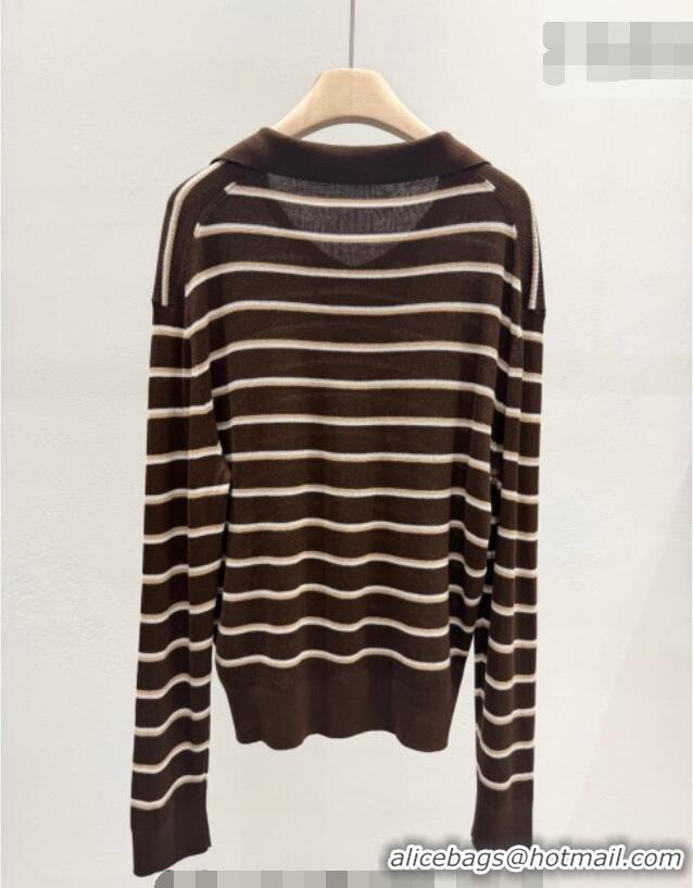 Grade Quality Miu Miu Cotton Striped Shirt MM042109 Brown 2026