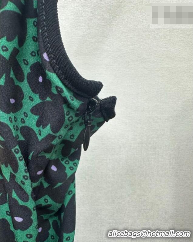 New Cheap Miu Miu Printed Long Dress with Lace Trim 0421 Green 2026