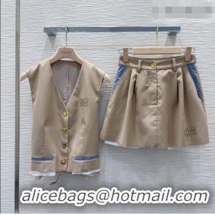 Classic Promotional Miu Miu Vest and Skirt Set 0421 Beige 2026