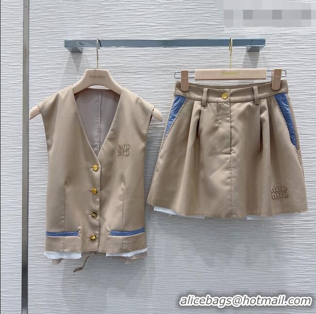 Classic Promotional Miu Miu Vest and Skirt Set 0421 Beige 2026