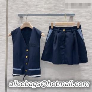 Market Sells Discount Miu Miu Vest and Skirt Set 0421 Blue 2026