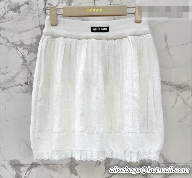 Grade Quality Miu Miu Wool Knit Vest and Skirt Set 0420 White 2026