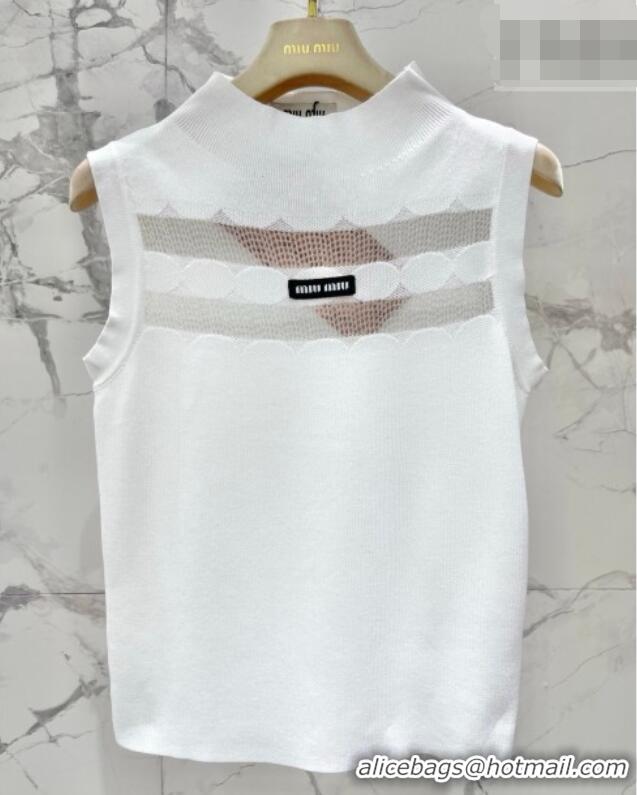 Grade Quality Miu Miu Wool Knit Vest and Skirt Set 0420 White 2026