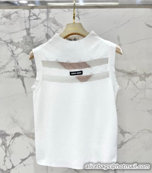 Grade Quality Miu Miu Wool Knit Vest and Skirt Set 0420 White 2026