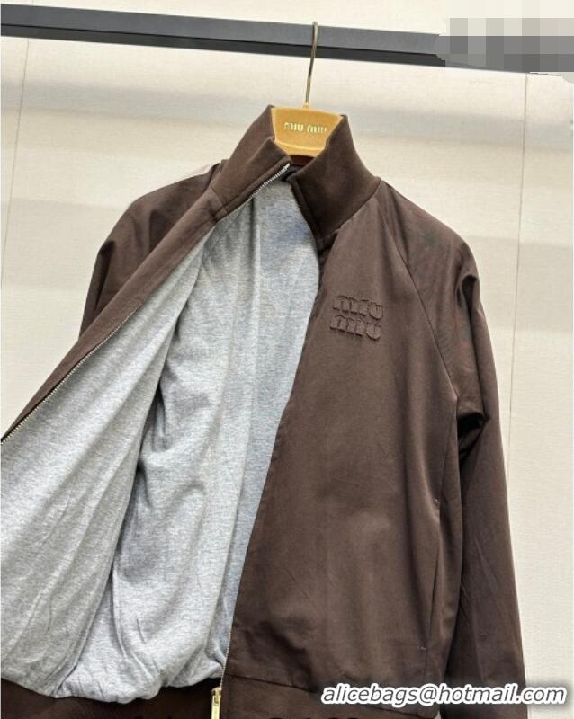 Grade Inexpensive Miu Miu Cotton Jacket MM042117 Brown/Grey 2026