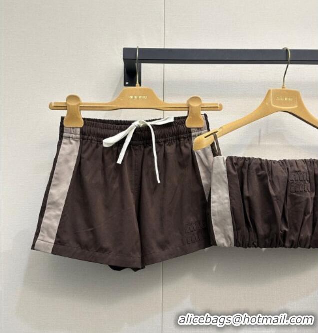 Top Quality Miu Miu Cotton Shorts MM042117 Brown/Grey 2026