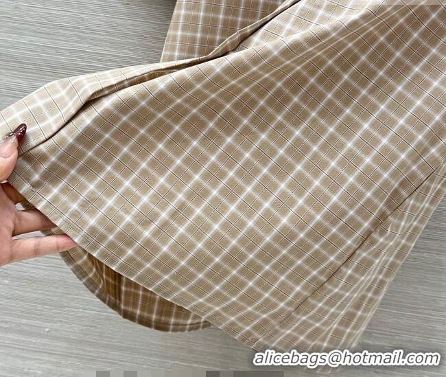​Grade Cheapest Miu Miu Cotton Plaid Shirt MM042111 Beige 2026