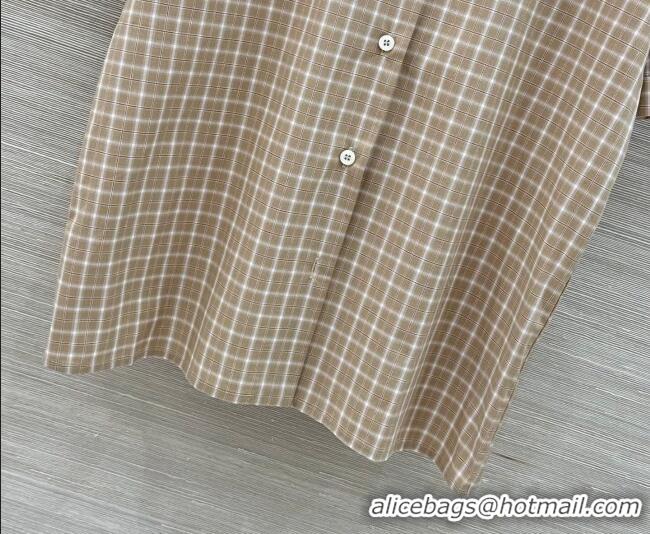 ​Grade Cheapest Miu Miu Cotton Plaid Shirt MM042111 Beige 2026