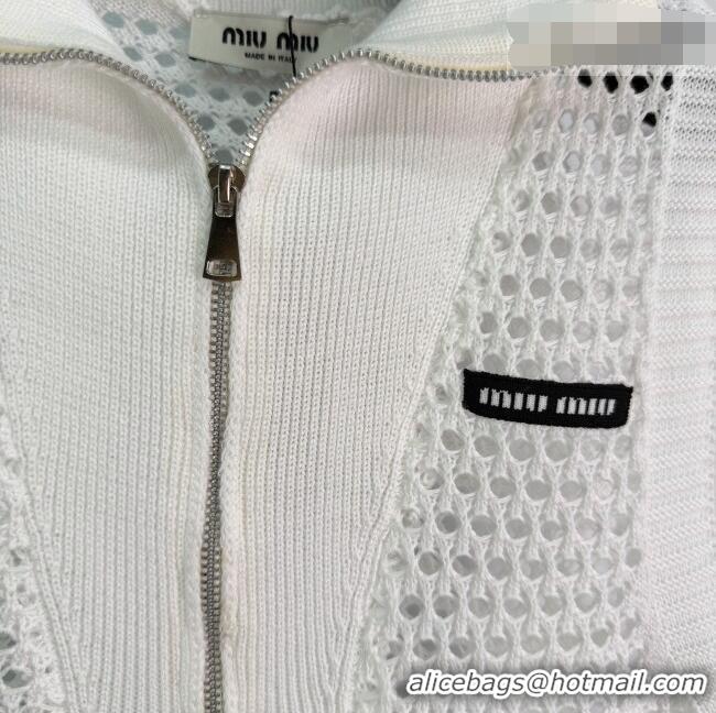 Sophisticated Discount Miu Miu Knit Zip Vest MM042116 White 2026