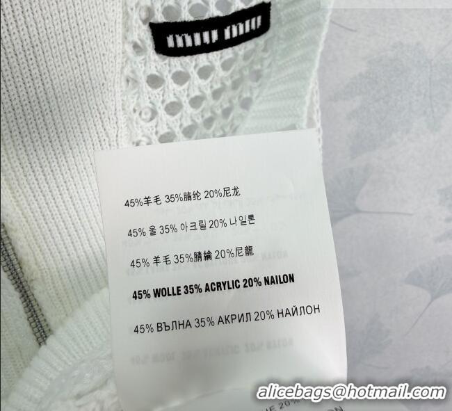 Sophisticated Discount Miu Miu Knit Zip Vest MM042116 White 2026