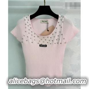 Best Price Miu Miu Knit Shirt with Strass MM042112 Pink 2026