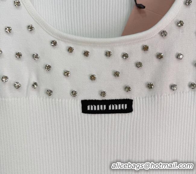 Good Taste Miu Miu Knit Shirt with Strass MM042112 White 2026