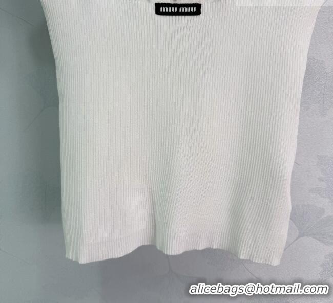 Good Taste Miu Miu Knit Shirt with Strass MM042112 White 2026