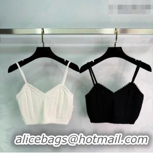 Buy New Cheap Miu Miu Knit Cotton Vest MM042118 White/Black 2026