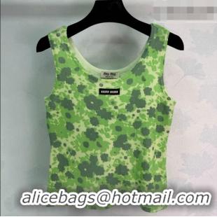 Super Quality Miu Miu Printed Wool Vest MM042127 Green 2026