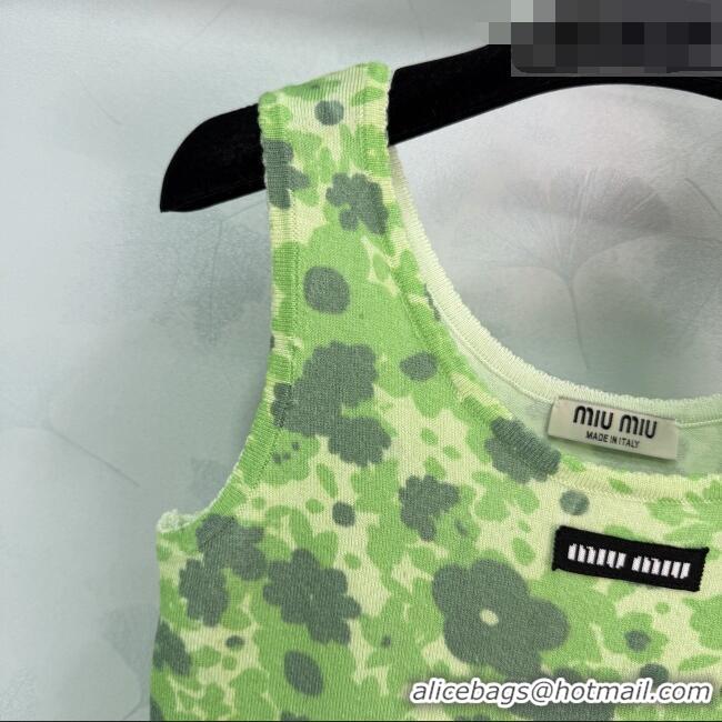 Super Quality Miu Miu Printed Wool Vest MM042127 Green 2026