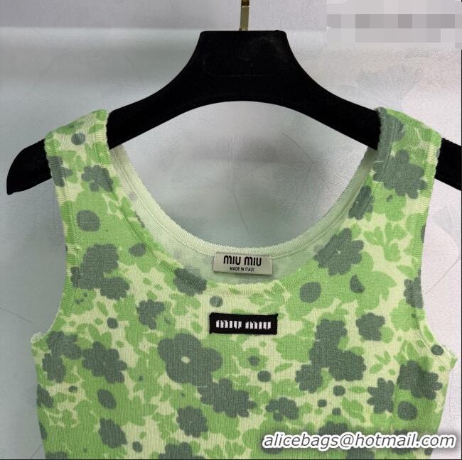 Super Quality Miu Miu Printed Wool Vest MM042127 Green 2026