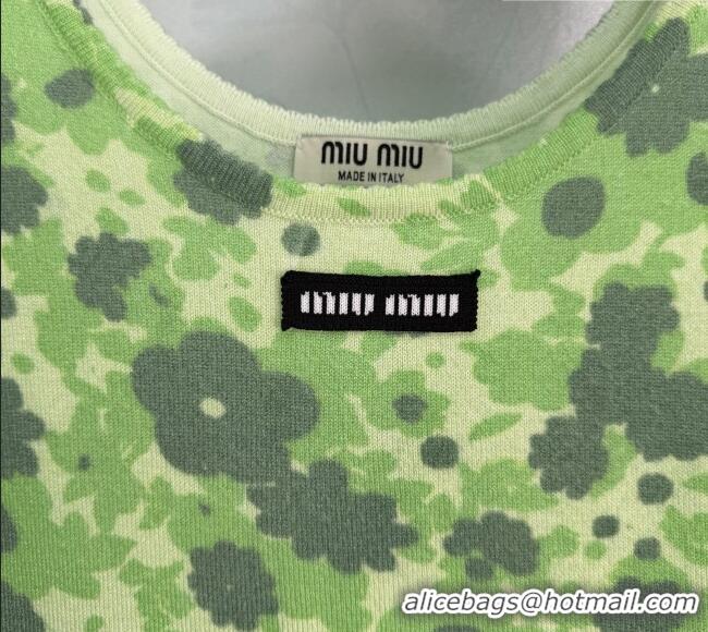 Super Quality Miu Miu Printed Wool Vest MM042127 Green 2026