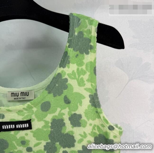 Super Quality Miu Miu Printed Wool Vest MM042127 Green 2026
