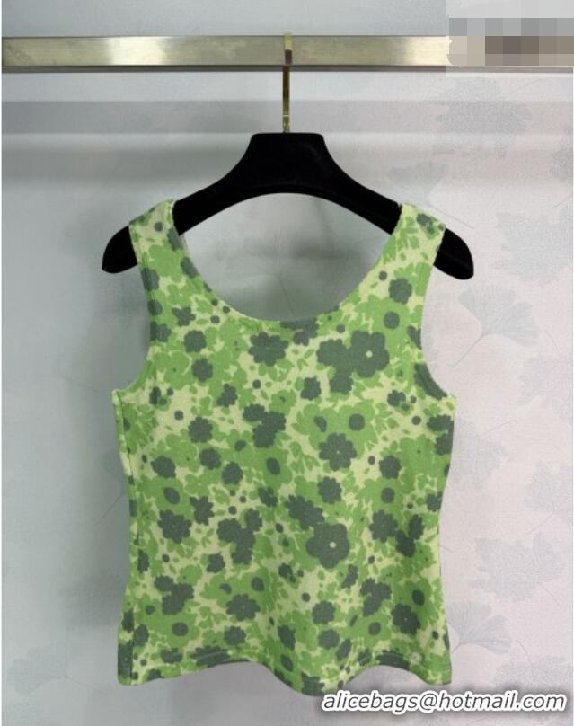 Super Quality Miu Miu Printed Wool Vest MM042127 Green 2026