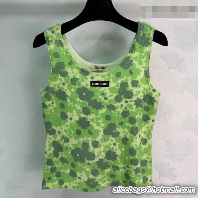 Super Quality Miu Miu Printed Wool Vest MM042127 Green 2026