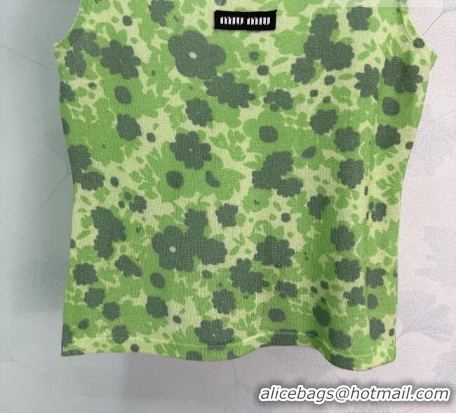Super Quality Miu Miu Printed Wool Vest MM042127 Green 2026