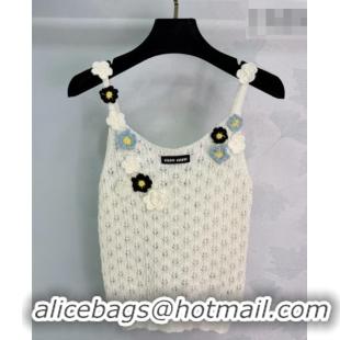 Good Discount Miu Miu Wool Knit Bloom Vest MM042125 White 2026