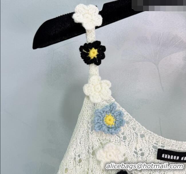 Good Discount Miu Miu Wool Knit Bloom Vest MM042125 White 2026
