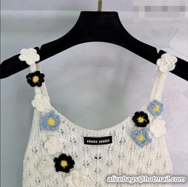 Good Discount Miu Miu Wool Knit Bloom Vest MM042125 White 2026