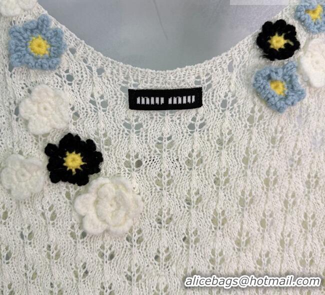 Good Discount Miu Miu Wool Knit Bloom Vest MM042125 White 2026