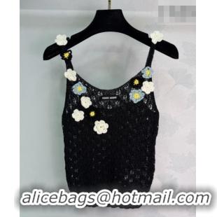 Buy Classic Miu Miu Wool Knit Bloom Vest MM042125 Black 2026
