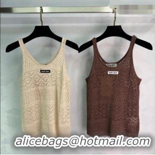 Good Looking Miu Miu Knit Vest MM042130 Beige/Brown 2026