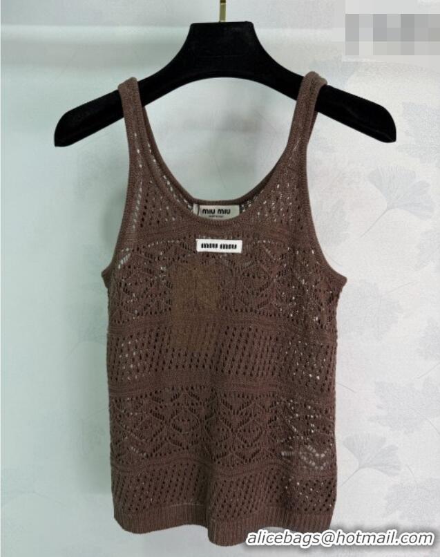 Good Looking Miu Miu Knit Vest MM042130 Beige/Brown 2026