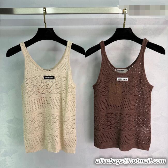 Good Looking Miu Miu Knit Vest MM042130 Beige/Brown 2026
